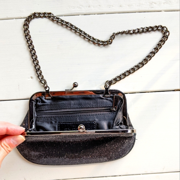 Express Black Sparkle Evening Purse w/ Chain Strap - Picture 2 of 4